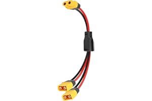 GINTOOYUN XT60 Y Splitter Extension Cable 12 AWG XT60 female to Dual Male Connector Adapter for Solar panel, solar generator, portable power station, drone, RV, ship etc(0.3M) (Style 1)