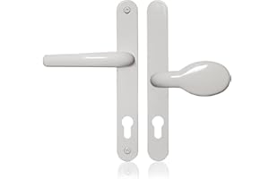 XFORT Uros White Door Handle, (PZ 62/92mm, Screw Hole Distance 211mm, 243mm Overall) Aluminium Offset Lever/Pad, UPVC Door Handle.