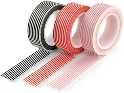 YOUZiNGS Washi Masking Tape (Set of 3 in 3 Colours, Red, Pink &amp; Black, Masking Tape Washi Tape, Brand YOUZiNGS