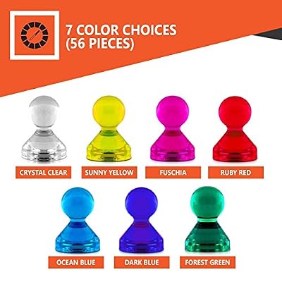 Lifebee 56 Punaises Magnétiques de Couleur Assortie - Aimants parfait pour les cartes, tableaux blancs, réfrigérateurs