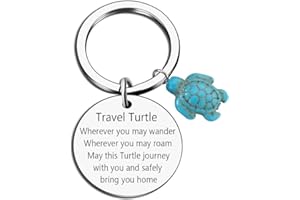 DORALER Travel Turtle Keychain, Cute Turtle Keychain Keyring Pendants Good Luck Charm for Women Men - Key Rings Gift for Her Sister BFF Best Friends Colleague Graduation Birthday