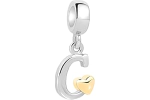 XWN Ciondolo lettere A-Z per bracciale, argento 925, compatibile con Pandora e braccialetti/collane europei, per donne/ragazze X237.