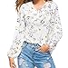 Produktbild FeiBeauty 2018 Damen Langarm Hemdbluse v Ausschnitt Casual Tunika Oberteil Loose Vintage Langarm Geblümt mit Knopf Blumenbluse