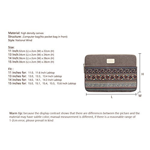 Feisman 14-14 6 Zoll wasserdicht Canvas Laptop Sleeve  Laptop Messenger Bag 14 Zoll und Ultrabook Netbook Tablet Tasche Aktentasche - Grau 