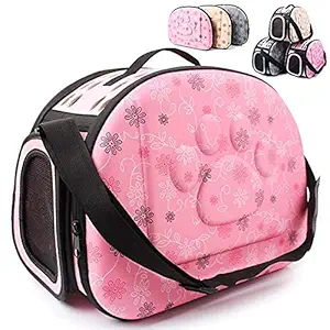 Dog Trust Portable Foldable Pet Carry Bag Travel Shoulder Puppy Cat Outdoor Carrier Soft EVA Breathable Handbag, Pink