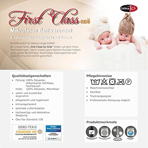 CelinaTex 0002430 | First Class 4-Jahreszeiten Kinder Bettdecke | weitere Decke wählbar | Mikrofaser Baby-Steppdecke 100 x 135 cm im Set mit 1x Kopfkissen 40 x 60 cm - 5