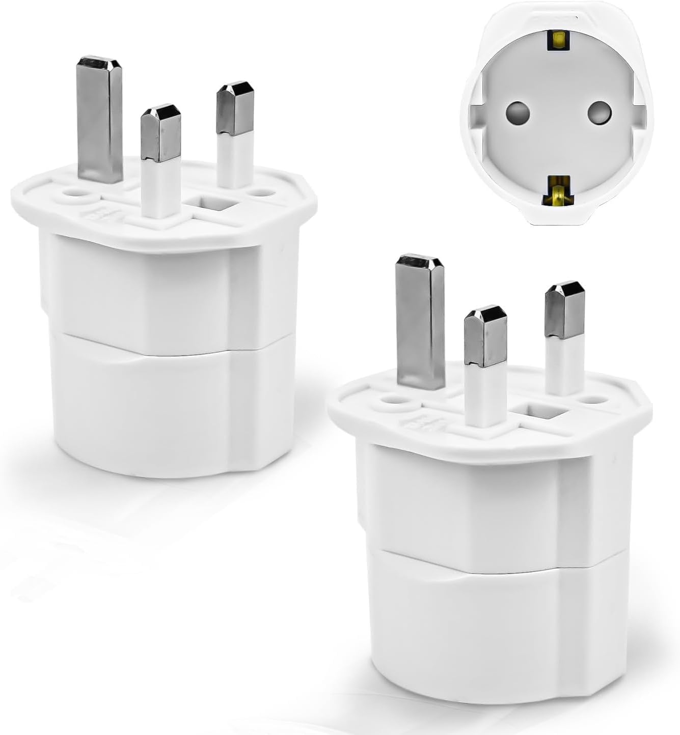 2 Piezas Adaptador Enchufe UK a español Tipo G, Adaptador de Viaje 2-Pin Europa a 3-Pin Reino Unido con Seguridad para niños para Escocia Irlanda Maldivas Dubai Gran Bretaña Singapur Hong Kong