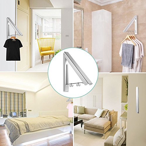 Bedee Klappbar Kleiderhaken Stabil Aluminum Edelstahl Wand-Kleiderständer Anti-rost Garderobenhaken für Wohnzimmer, Bad, Schlafzimmer, Büro, Einfach zu installieren - 4