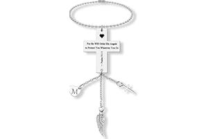 DABIHU Bible Verse Hanging Ornaments Christian Initial M Car Pendant for Home Vehicle Driving License Gifts Religious Faith Gift