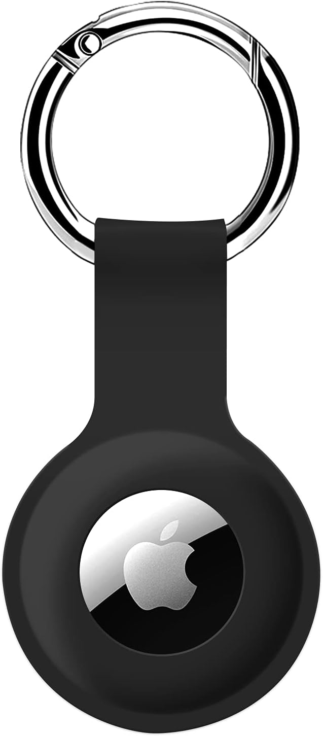 COLORCORAL AirTag Holder Case- Silicone Case for AirTag Keyring for Keys, Bags, Luggage, Pet Collars Anti- Lost and Scratch-Resistant Design for Apple Air Tags 2026/2021(Black)