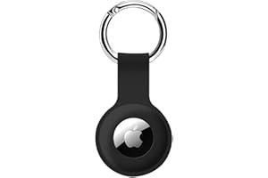 COLORCORAL AirTag Holder Case- Silicone Case for AirTag Keyring for Keys, Bags, Luggage, Pet Collars Anti- Lost and Scratch-Resistant Design for Apple Air Tags 2021(Black)