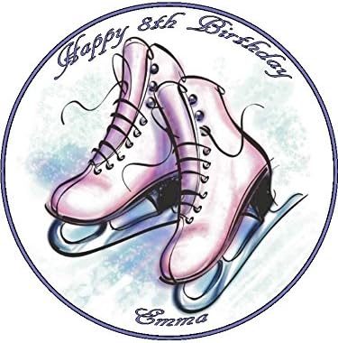 Ice Skates Personalised Premium Edible Rice Card Cake Topper 7.5" inch
