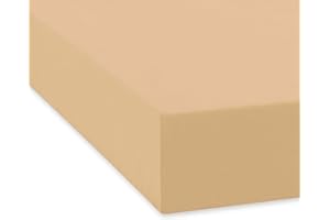 ‎TRAUMSCHLAF TRAUMSCHLAF Spannbettlaken, Spannbetttuch Fein-Biber warm und kuschelig, bügelfrei, mit Rundumgummi (weitere Farben,Größen) 90x190-100x200 cm, Sand