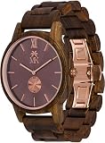 Holz Uhr für Herren Maui Kool Kaanapali-Kollektion Sandelholz Holz Armbanduhr Kaffee Face Rose Gold Zifferblatt