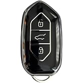 AutoHan Keys T10x T10F Akıllı Anahtar Kılıfı, 3 Tuşlu, Nano Koruma (Siyah-G&uuml;m&uuml;ş)