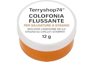Terryshop74® Colofonia Flussante per Saldature a Stagno – 12 g – Migliora l’Adesione dello Stagno su Rame e Circuiti Stampati – Flussante Solido per Elettronica