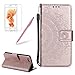 Produktbild Girlyard Lederhülle für Apple iPhone SE/5S/5 Wallet Flip Case, Elegant Mandala Blumen Muster Design Schutzhülle mit Lanyard Strap Handyhülle Standfunktion Karteneinschub und Magnetverschluß Etui - Rose Gold