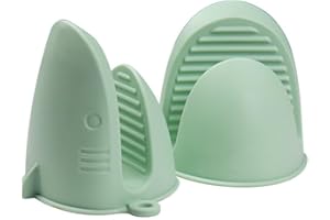 PAIDASHU Guanti da forno in silicone, resistenti al calore, antiscivolo, impermeabili, mini guanti da forno perfetti per cucinare, cuocere al forno e barbecue (verde)