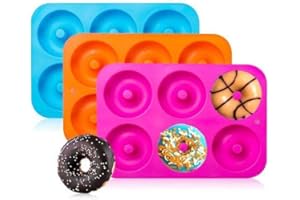 Onlineforu lTD 1 Food Grade Silicone Non-Stick 6-Well Silicone Donut Mould Baking Donut pan, Colour May Vary