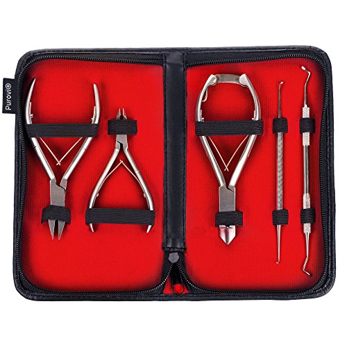 Purovi® 5er Profi Pediküre Maniküre Set | Nagelpfelge Nagelknipser Nagelschere - 2