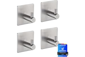 Ibergrif MK34251A - Ganci autoadesivi resistenti, per bagno o cucina, 4 pezzi, colore: argento