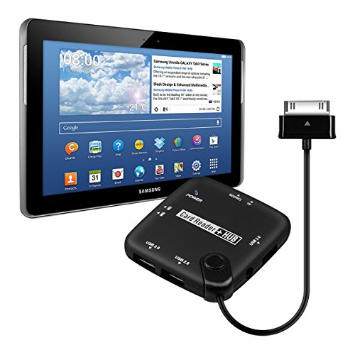 kwmobile 7in1 Multi Card Reader Adapter OTG Connection Kit 30 Pin für Samsung Galaxy Tab 2 10.1 P5100 / P5110 mit Anschluss für USB 2.0 / SD Karte / Micro SD Karte u.v.m.