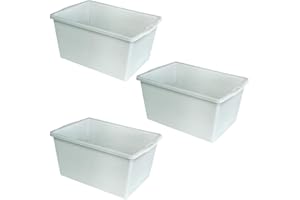 BRB 3x Kunststoffwanne im Set, 60 Liter, LxBxH 650x435x350 mm, weiß, PE-LD, lebensmittelecht