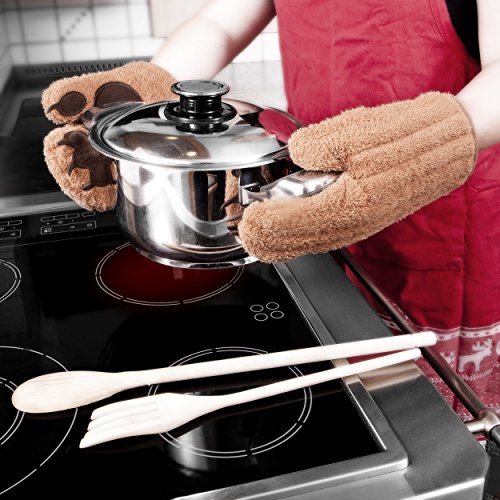 Designer Bär Backhandschuhe, DER BLICKFANG in jeder Küche, Topfhandschuhe, Ofenhandschuhe, Küchenhandschuhe, die Geschenksidee, 1 Paar - 4