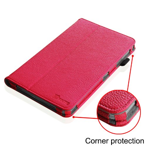 Fintie Samsung Galaxy Tab 4 7.0 Hülle Case – Slim Fit Folio Kunstleder Schutzhülle Cover Tasche mit Ständerfunktion für Samsung Galaxy Tab 4 7.0 T230 T235 (7 Zoll) Tablet, Magenta - 8