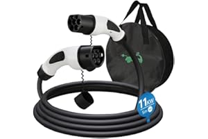 Youwoauto Câble de Charge de Type 2 à Type 2 pour véhicule électrique (VE) 16A 11 KW triphasé de 5 mètres pour VE EV/PHEV, Prise de Charge de Type 2, câble CCS Mode 3, Indice de Protection IP55