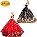 Produktbild AumoToo Puppen Kleidung, 2 Stück Mode handgefertigte Brautkleid Rock Stickerei Party Kleid mit Pailletten für Barbie-Puppen (Schwarz + Rot)