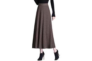 SUIUOI Jupes longues en velours côtelé, trapèze, pour femme, plissées en tartan, pour l'hiver et l'automne, midi, élastiques, vintage, élégantes, pliées, décontractées