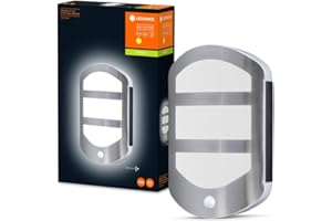 LEDVANCE Applique et plafonnier LED, luminaire design en optique plate pour extérieur avec détecteur de mouvement, blanc chaud (3000K), 13W, ENDURA STYLE PLATE WALL SENSOR