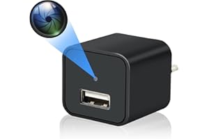 LXMIMI Ukryta kamera USB HD 1080P Mini kamera szpiegowska, ładowarka USB ukryta kamera, adapter do ładowania ukryta kamera szpiegowska obsługująca wykrywanie ruchu i nagrywanie w pętli (czarny)