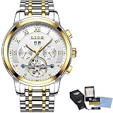 Watch-LUTEM Herren Automatic Mechanical Uhren Luxuriöse Wasserdichte Armbanduhren Uhr mit Edelstahlarmband, Datums- und Kalenderanzeige