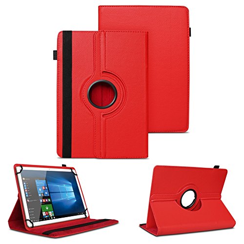 NAUC Tasche für Vodafone Smart Tab 4 / 4G Hülle Tablet Schutzhülle Farbauswahl Kunstleder Cover Case Schutztasche Stand 360° Drehbar Etui Zubehör , Farben:Rot