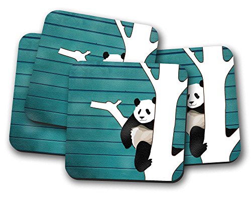 Silver Kangaroo Panda Drinks Coasters - set of 4 drinks mats ideal new home present or housewarming gift