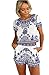 Produktbild Butterme Retro Porzellan Muster lässiges T-Shirt Bohemian Crop Tops Shorts High Waist Hose Set Jumpsuit Overall Strampelhöschen Sommer Kleidung Overall Bademode Overall Strampler,weiß,M