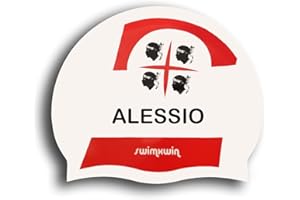 SWIMXWIN Bonnet de natation 100 % silicone personnalisé 4 couleurs drapeau sarde