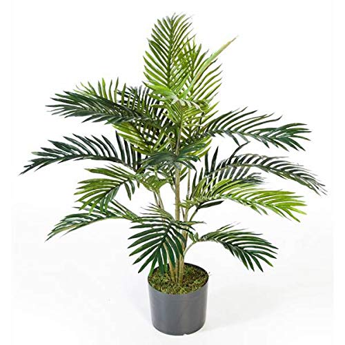 artplants.de Palmera Areca Artificial en Maceta de Cemento, 17 frondas, 90cm - Palma Artificial - Palmera Decorativa