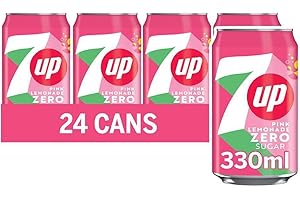 7UP Zero Pink Lemonade, 330ml can (Pack of 24)