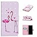 Produktbild HopMore Samsung Galaxy S9 Leder Hülle mit Silikon Kartenfach Klappbar Design Motiv Bumper Ledertasche Magnetverschluss Standfunktion Holster Bookstyle Schutzhülle Handyhülle Tasche Schale Cover Case pour Samsung S9 -- Rosa Flamingo