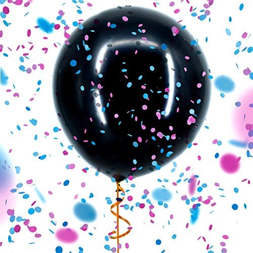Sepco Gender Reveal Confetti Balloon with Pink and Blue Confetti (Jumbo 36")