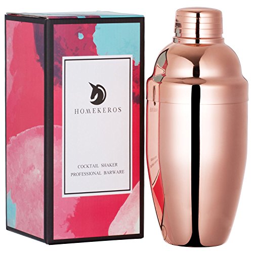 HOMEKEROS Kupfer Cocktail Shaker Profi Bar Shaker Edelstahl Rostfrei 550ml