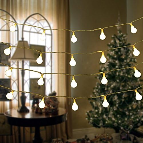 Ball String Lights, 50 LED Globe Fairy Lights, Waterproof Christmas light with 8 Modes, Use for Indoor/Outdoor, Garden, Patio, Yard, Christmas Tree, Festival, Home 16.4FT( 5M）(Warm White) by Shovan