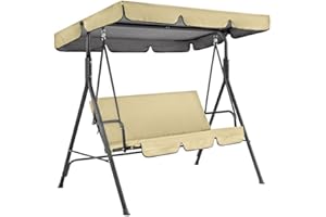 FIYSON Replacement Canopy for 2 OR 3 Seater Garden Swing Chair - Universal UV Resistant Sun Shade Cover (Only Canopy) - Beige, 164x114x15cm