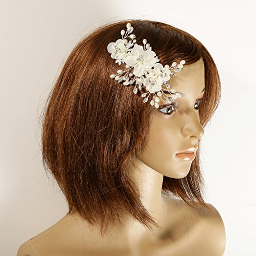 MagiDeal Kristall Haarclips – Perlen Haarklammer – Blumen Haarspangen – Braut Kopfstück – Hochzeit Haarschmuck - 7