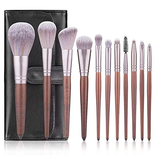 Brochas de Maquillaje profesional 11 piezas Pinceles de maquillaje coméstico para las cejas base de maquillaje polvos sombra de ojos colorete, bolsa de viaje incluido