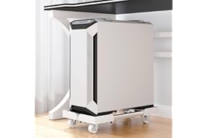 Niciksty Mobilny stojak na procesor do komputera – regulowany stojak na komputer z 4 kółkami, pod biurkiem – biały