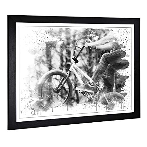 Big Box Art Framed Picture Print with BMX Bike V3 Design | Large Wall Art | Home Decor for Kitchen, Living, Dining Room, Bedroom, Hallway | A2 / 24.5 x 18 Inch | Black, 62 x 45 cm
